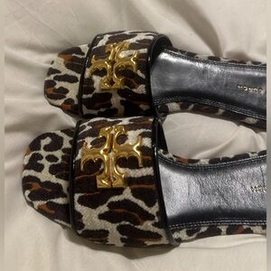 Tory Burch Leopard Print Sandals with Gold Detail